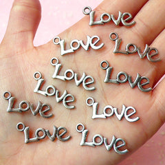 CLEARANCE Love Charms (10pcs) (26mm x 11mm / Tibetan Silver) Metal Findings Pendant Bracelet Earrings Zipper Pulls Keychains CHM096