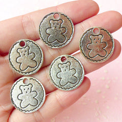 CLEARANCE Bear Tag Charms (5pcs) (20mm / Tibetan Silver / 2 Sided) Animal Charms Metal Findings Pendant Bracelet Earrings Zipper Pulls Keychain CHM125