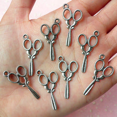 Scissors Charms (8pcs) (29mm x 14mm / Tibetan Silver / 2 Sided) Metal Findings Pendant Bracelet Earrings Zipper Pulls Keychain CHM136