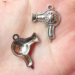 CLEARANCE Hair Dryer Charms Hairdresser Blow Dryer Charm (6pcs) (21mm x 27mm / Tibetan Silver) Pendant Bracelet Earrings Zipper Pulls Keychains CHM157