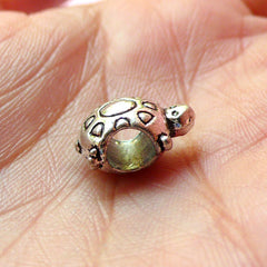 Turtle Beads (6 pcs) (9mm x 14mm / Tibetan Silver / 2 Sided) Metal Animal Beads Finding Pendant Bracelet Earrings Bookmark Keychains CHM160