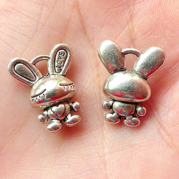CLEARANCE Rabbit / Bunny Charms (4pcs) (14mm x 17mm