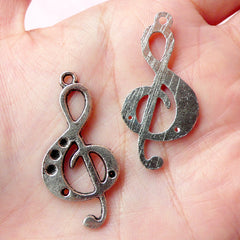 Music Note / Treble Clef / G-clef Charms (4pcs) (17mm x 36mm / Tibetan Silver) Pendant Bracelet Earrings Zipper Pulls Keychains CHM238