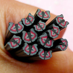 Black & Red Butterfly Polymer Clay Cane Insect Fimo Cane Nail Art Nail Decoration Earring Making Scrapbooking Miniature Sweets Deco CBT47
