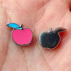 Apple Beads / Charms (2pcs) (13mm x 12mm / Pink & Blue) Kawaii Fruit Beads Pendant Bracelet Earrings Zipper Pulls Bookmark Keychains CHM253
