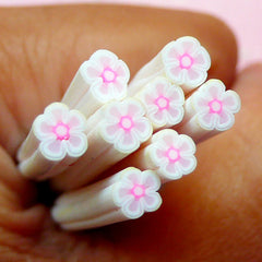 White Flower Polymer Clay Cane Floral Fimo Cane Nail Art Nail Decoration Scrapbooking Earrings Making Miniature Sweets Deco CFW071