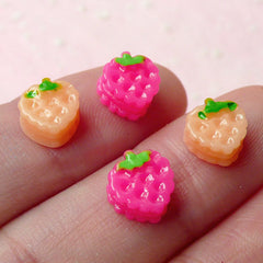 Miniature Strawberry Biscuit Cabochons (4pcs / 7mm x 8mm) Miniature Sweets Dollhouse Biscuit NAIL ART Nail Decoration Earrings Making NAC088