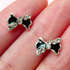 Mini Bling Bling Bowtie Bow Cabochon (2 pcs / 10mm x 7mm) Kawaii Nail Art Nail Decoration Earrings Making Fake Mini Cupcake Topper NAC104