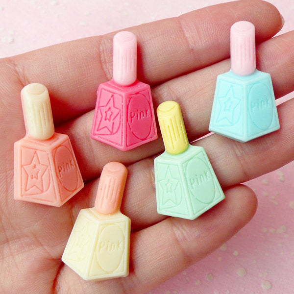 Nail Polish Cabochon (5pcs / 16mm x 28mm / Pastel Color) Beauty Cabochon Scrapbooking Decoden Kawaii Cell Phone Deco Colorful CAB252