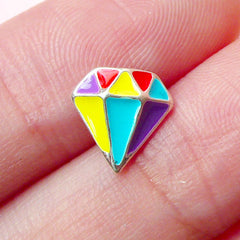Colorful Diamond Mini Cabochon (9mm x 9mm) Kawaii Nail Art Nail Decoration Earrings Making Fake Miniature Cupcake Topper NAC100