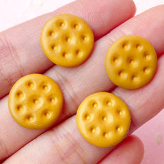 CLEARANCE Dollhouse Round Biscuit Cabochons (4pcs / 14mm) Fake Miniature Sweets Cabochon Kawaii Decoden Phone Case Whimsy Novelty Jewellery FCAB117