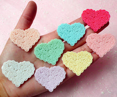 Heart Shaped Cake Doilies Cabochon Vintage Lace Heart Cabochon (8pcs / 40mm x 30mm / Pastel Color) Dollhouse Decoden Scrapbooking CAB267