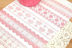 Clear Tape Transparent Deco Tape BIG Kawaii Pink Lace Tape (1 pc BY RANDOM) Scrapbooking Card Gift Packaging Wedding Home Decor WR03