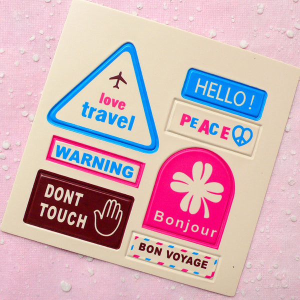 Travel Leather Sticker Set (Bonjour) Suitcase Luggage Cell Phone Deco Scrapbooking Packaging Party Diary Deco Collage Home Decor S107