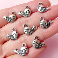CLEARANCE Kawaii Fish Charms (8pcs) (13mm x 12mm / Tibetan Silver / 2 Sided) Findings Pendant Bracelet Earrings Zipper Pulls Bookmark Keychains CHM262