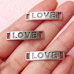 Love Charms Connector (3pcs) (28mm x 7mm / Tibetan Silver) Metal Findings Pendant Bracelet Earrings Zipper Pulls Keychains CHM275