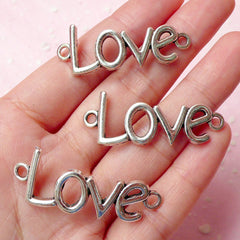 Love Charms Connector (3pcs) (41mm x 16mm / Tibetan Silver) Metal Findings Pendant Bracelet Making Earrings Zipper Pulls Keychains CHM292