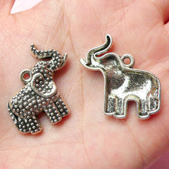 CLEARANCE Elephant Charms (2pcs) (26mm x 27mm / Tibetan Silver) Animal Charm Metal Findings Pendant Bracelet Earrings Zipper Pulls Keychain CHM303