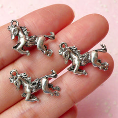 3D Horse Charms (3pcs) (19mm x 15mm / Tibetan Silver / 2 Sided) Animal Pendant Bracelet Earrings Zipper Pulls Bookmark Keychains CHM309