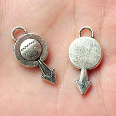 Male Gender Symbol Boy Charms (4pcs) (23mm x 12mm / Tibetan Silver) Metal Finding Pendant Bracelet Zipper Pulls Bookmark Keychains CHM326