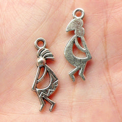 Kokopelli / Native American Charms (8pcs) (10mm x 25mm / Tibetan Silver) Bracelet Earrings Zipper Pulls Bookmarks Keychains CHM341