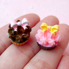 Decoden Cabochon 3D Cupcake Cabochon Miniature Cream Tart Cabochon (2pcs / 14mm x 14mm) Dollhouse Food Craft Kawaii Phone Case Deco FCAB141