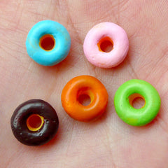 Dollhouse Donut Cabochon / Decoden Doughnut Cabochon (5pcs / 10mm / Assorted Mix) Miniature Sweets Deco Fake Food Jewelry Scrapbook FCAB159