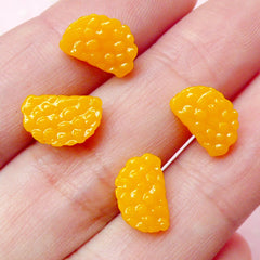 Dollhouse Orange Pomelo Cabochons (4pcs / 7mm x 10mm) Miniature Fruit Cabochon Decoden Supplies Kawaii Ice Cream Sundae Toppings FCAB178