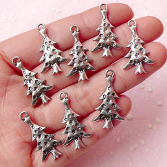 Christmas Tree Charms (8pcs) (14mm x 26mm / Tibetan Silver) Metal Findings Pendant DIY Bracelet Earrings Bookmark Keychains CHM365