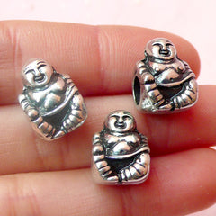 CLEARANCE Fat Buddha Beads Buddhism (3pcs) (11mm x 15mm / Tibetan Silver / 2 Sided) Metal Finding Pendant Bracelet Earrings Bookmark Keychains CHM379