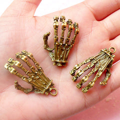 Robot Skeleton Hand Charms Claw Charm (3pc) (20mm x 37mm / Antique Bronze) Findings Pendant Bracelet Earrings Zipper Pulls Key Chains CHM395