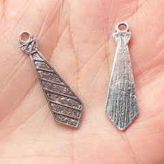 Tie Charms (8pcs) (9mm x 30mm / Tibetan Silver) Metal Charms Finding DIY Pendant Bracelet Earrings Zipper Pulls Bookmarks Key Chains CHM398