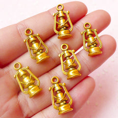 Nautical Lantern Charms Night Light Charms (6pcs) (11mm x 20mm / Antique Gold / 2 Sided) Pendant Bracelet Earrings Zipper Pulls CHM428