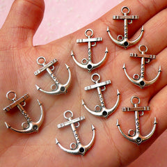 Anchor Charms with Love (8pcs) (19mm x 22mm / Tibetan Silver / 2 Sided) Bracelet DIY Earrings Zipper Pulls Bookmarks Key Chains CHM433