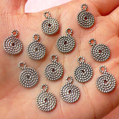 Rope Charms Nautical Charms (12pcs) (10mm x 15mm / Tibetan Silver / 2 Sided) Pendant Bracelet Earrings Zipper Pulls Bookmarks CHM435