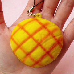 Squishy Cross Bun Charm / Melon Bread Squishy Blank (5.5cm / 1pc) Kawaii Squishies Decoden Sweets Cellphone Deco Keychain Keyring SQ06
