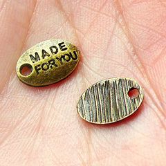 Made For You Charms (12pcs) (11mm x 7mm / Antique Bronze) Metal Charms Handmade Gift Pendant Bracelet Earrings Bookmarks Key Chains CHM462