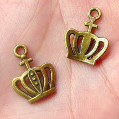 Crown Charms (6pcs) (15mm x 20mm / Antique Bronze) Kawaii Charms Pendant Bracelet DIY Earrings Zipper Pulls Bookmarks Key Chains CHM500