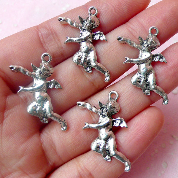 Cherub Charms Angel Charm 4pcs 15mm x 27mm Tibetan Silver