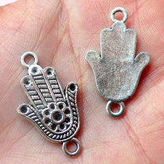Hamsa Hand Connector Charms (3pcs) (17mm x 29mm / Tibetan Silver) Khamsa Palm Charms Pendant Bracelet Earrings Bookmark Keychains CHM531