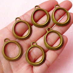 CLEARANCE Circle Charms Round Charms (6pcs) (21mm x 25mm / Antique Bronze) Findings Pendant Bracelet Earrings Zipper Pulls Bookmark Keychains CHM540