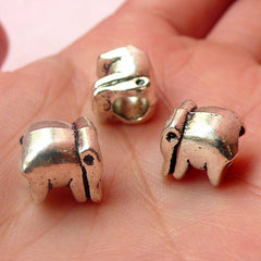 Elephant Beads (3pcs) (10mm / Tibetan Silver / 2 Sided) Metal Animal Beads Findings Spacer Pendant DIY Bracelet Earrings Making CHM548