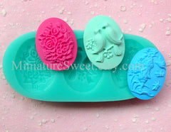 CLEARANCE Flexible Mold Silicone Mold (Flower Bird Angel Cameo 3pcs) Gumpaste Fondant Cupcake Topper Chocolate Jewelry Scrapbooking Push Mold MD028