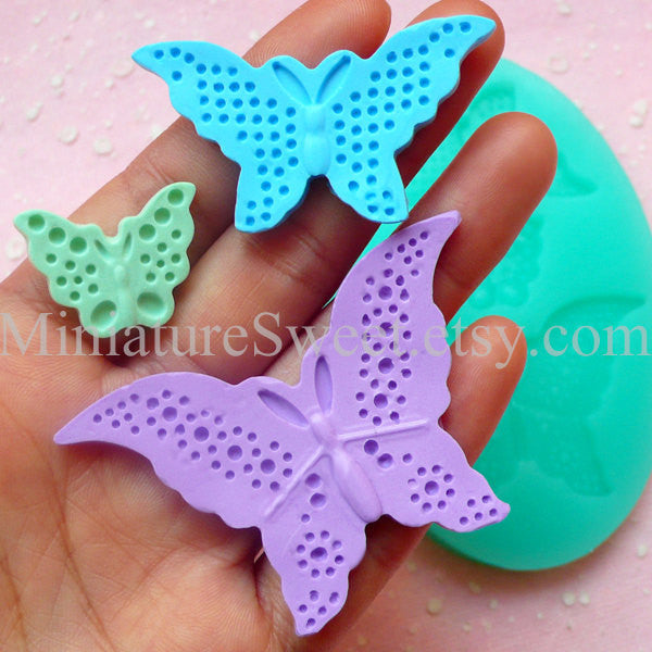 CLEARANCE Silicone Mold Flexible Mold (Butterfly 3pcs) Kawaii Fondant, MiniatureSweet, Kawaii Resin Crafts, Decoden Cabochons Supplies