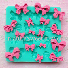 Flexible Mold Silicone Mold (Ribbon Mold 16pcs) Kawaii Gumpaste Fondant Cupcake Topper Chocolate Mold Resin Clay Jewelry Scrapbooking MD027