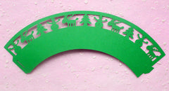 Laser Cut Green Cupcake Wrappers - Green Christmas Reindeer and Snowman - Cake Deco / Cupcake Decoration / Packaging (6pcs) CUP17