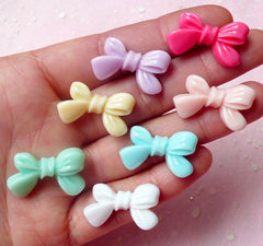 Pastel Ribbon Cabochon / Kawaii Decoden Cabochon (7pcs / 24mm x 14mm / Assorted Color Mix) Fairy Kei Jewelry Hair Clip Earring Making CAB152