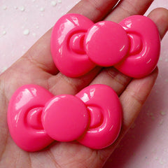 Dark Pink Bow Cabochon (55mm x 31mm / 2pcs) Kawaii Bowtie Cabochon Cell phone Deco Decoden Scrapbooking CAB296