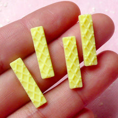 Miniature Wafer Cabochons / Dollhouse Waffle Cabochon (4pcs / 5mm x 19mm) Mini Food Craft Fake Ice Cream Sundae Deco Kawaii Decoden FCAB202