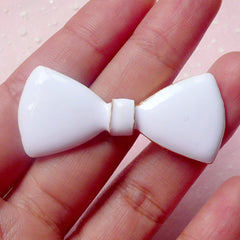 CLEARANCE Bow Metal Cabochon (White and Gold / 46mm x 20mm) Kawaii Bowtie Cabochon Cell phone Deco Decoden Scrapbooking Hair Clip Making CAB314